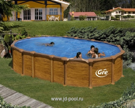 Бассейн GRE 6,1х3,75х1,32м под дерево c U-стойками (комплект) Бассейн GRE 6,1х3,75х1,32м под дерево c U-стойками (комплект)