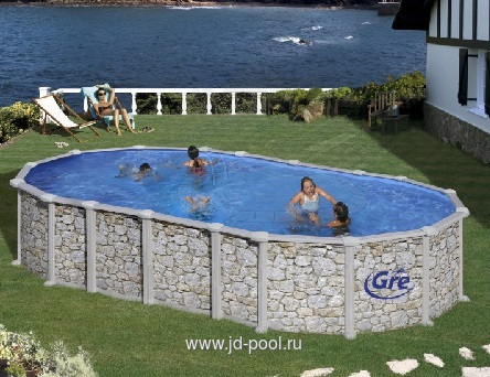Бассейн GRE 7,3х3,75х1,32м Santorini камень U-стойками (компл) Бассейн GRE 7,3х3,75х1,32м Santorini камень U-стойками (компл)