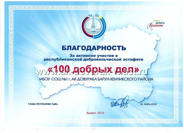 Добровольческая эстафета "100 добрых дел" Добровольческая эстафета "100 добрых дел"