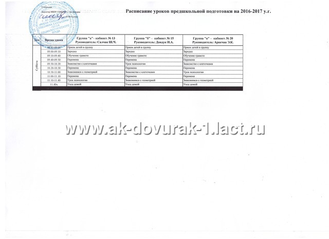 Расписание уроков предшкольной подготовки на 2016-2017уч.г. Расписание уроков предшкольной подготовки на 2016-2017уч.г.